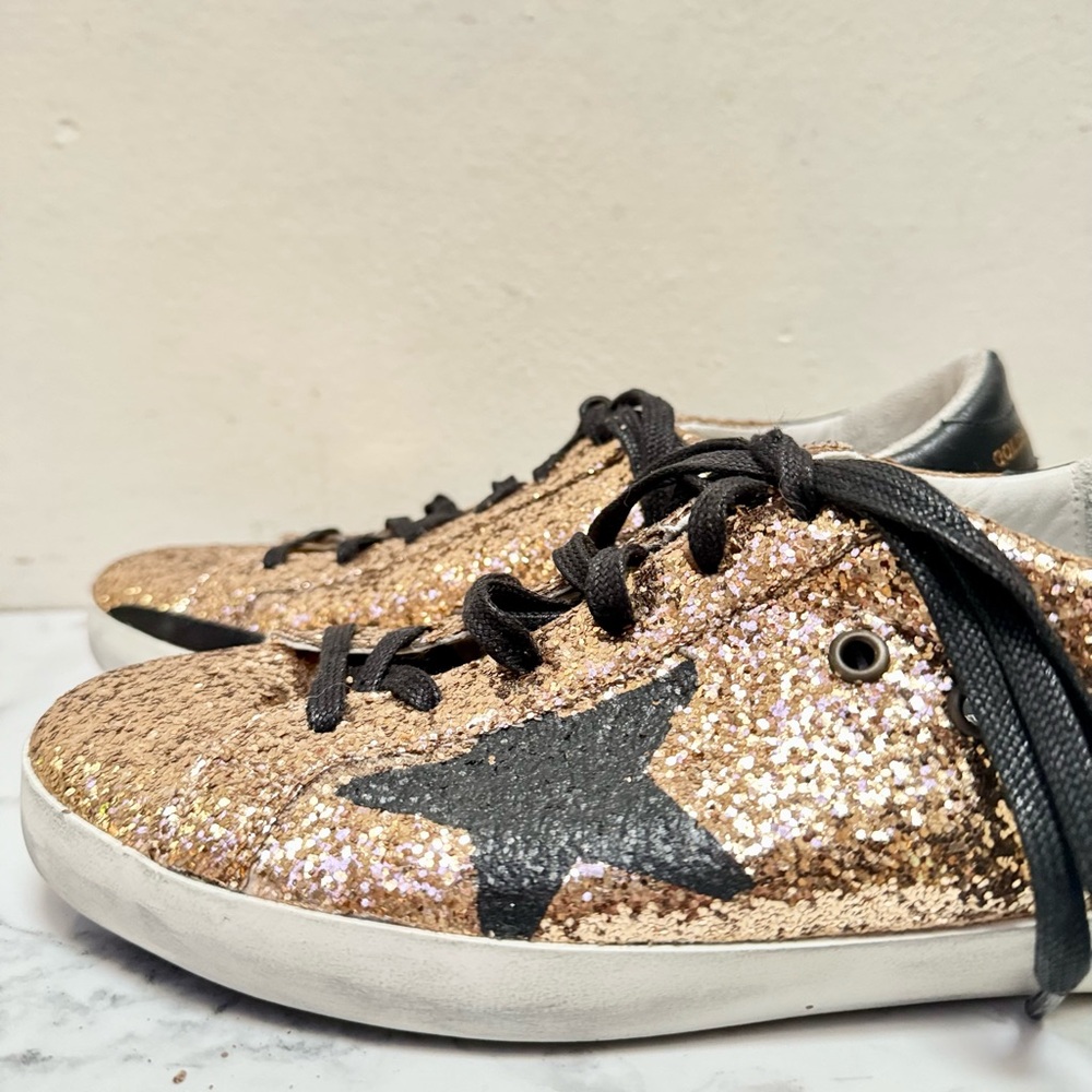 Golden Goose Gold Glitter Flag Sneakers - Picture 7 of 16